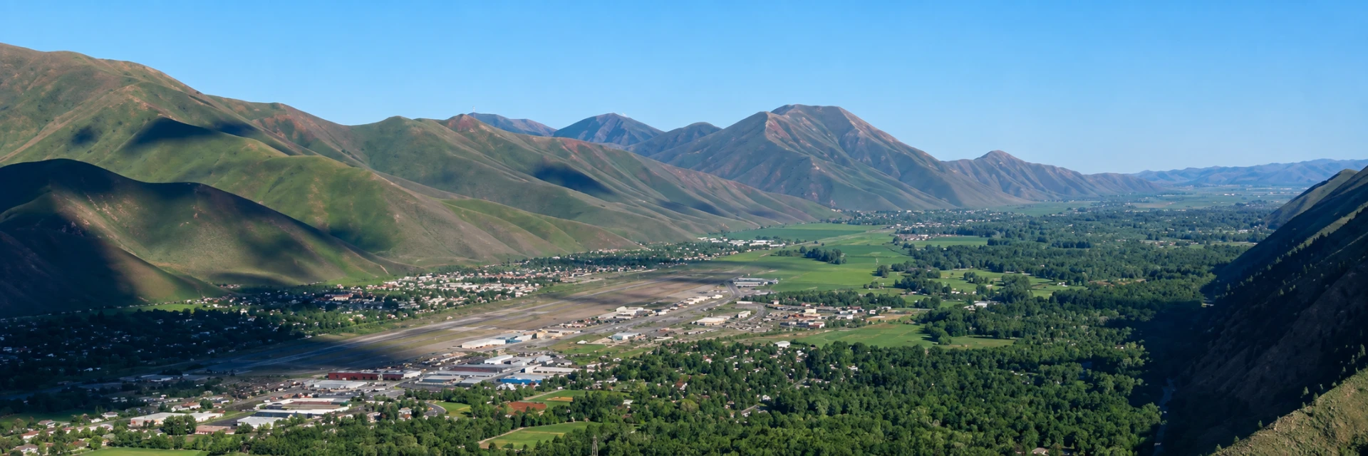 Wood River Valley and Hailey, Idaho with surrounding mountains, home of Anderson Performance Institute